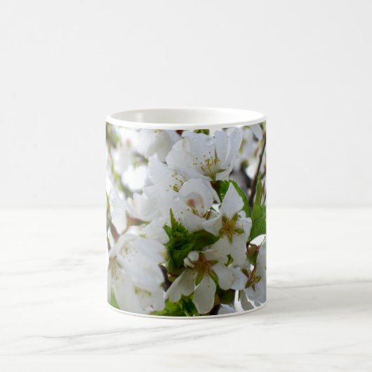 白エレガントフローラ写真 コーヒーマグカップ (中央)