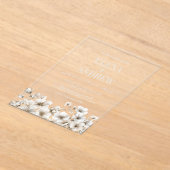 白エレガントフローラ冬の結婚式 アクリル招待状 (レイダウン)