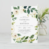 白エレガントフローラ前後結婚 招待状 (スタンド正面)