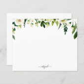 白エレガントフローラ名前をカスタムする文房具紙 (正面/裏面)