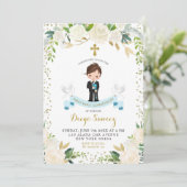 白エレガントフローラ少年ファースト・ホリー・コミュニオン 招待状 (スタンド正面)