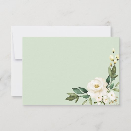 白エレガントフローラ幾何式結婚式RSVPカード 出欠カード (裏面)