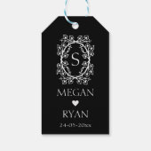 白エレガントフローラ枠モノグラムハート ギフトタグ (裏面)