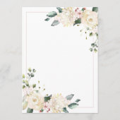 白エレガントフローラ水彩ブライダルシャワー 招待状 (裏面)