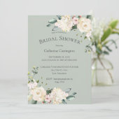 白エレガントフローラ水彩ブライダルシャワー 招待状 (スタンド正面)