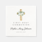 白エレガントフローラ第1聖体 スタンダードカクテルナプキン (正面)