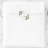 白エレガントフローラ素朴シールとラベル ラウンドシール (バッグ)