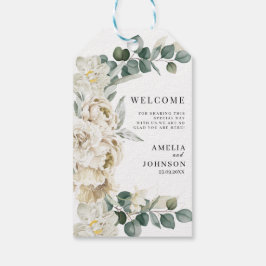 白エレガントフローラ結婚の歓迎 ギフトタグ