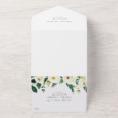 白エレガントフローラ結婚は1つの招待状 オールインワン招待状 (外側)