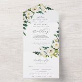 白エレガントフローラ結婚は1つの招待状 オールインワン招待状 (内側)