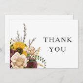 白エレガントフローラ結婚ズ サンキューカード (正面/裏面)