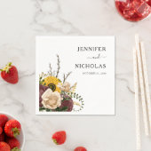 白エレガントフローラ結婚ズ スタンダードカクテルナプキン (インサイチュ)