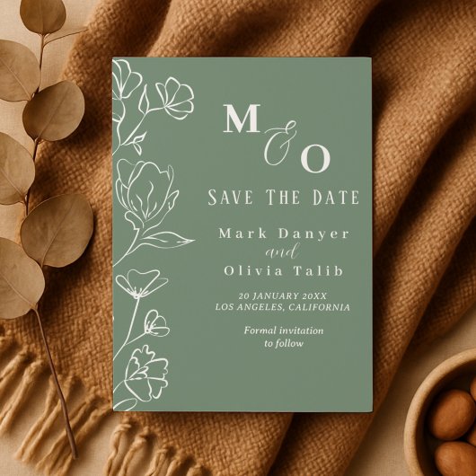 白エレガントフローラ結婚ズ セーブザデート