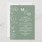 白エレガントフローラ結婚ズ 招待状 (正面)