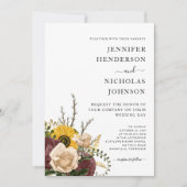 白エレガントフローラ結婚ズ 招待状 (正面)