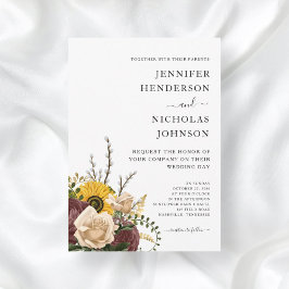 白エレガントフローラ結婚ズ 招待状