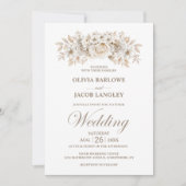 白エレガントフローラ結婚ズ 招待状 (正面)