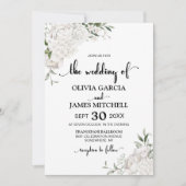 白エレガントフローラ結婚ズ 招待状 (正面)