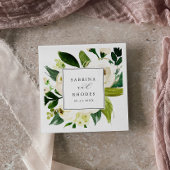 白エレガントフローラ結婚ナプキン スタンダードカクテルナプキン