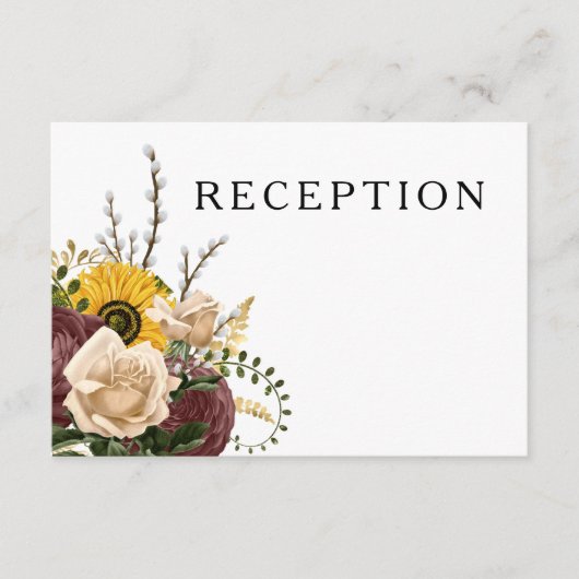 白エレガントフローラ結婚披露宴 エンクロージャーカード (正面)