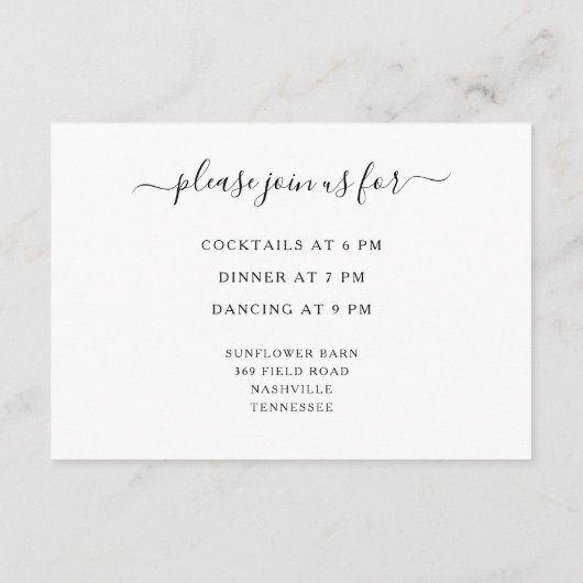 白エレガントフローラ結婚披露宴 エンクロージャーカード (裏面)