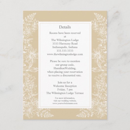 白エレガントフローラ結婚詳細 エンクロージャーカード (正面)