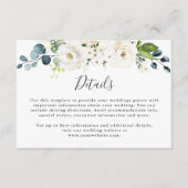 白エレガントフローラ結婚詳細 エンクロージャーカード (正面)