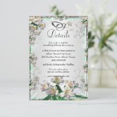 白エレガントフローラ結婚詳細 エンクロージャーカード (スタンド正面)