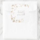 白エレガントフローラ聖句モダン結婚の スクエアシール (バッグ)