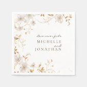 白エレガントフローラ聖句モダン結婚の スタンダードカクテルナプキン (正面)