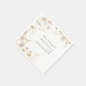 白エレガントフローラ聖句モダン結婚の スタンダードカクテルナプキン (角)