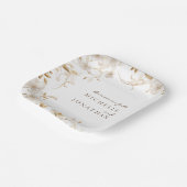 白エレガントフローラ聖句モダン結婚の ペーパープレート (傾斜あり)