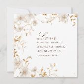 白エレガントフローラ聖書聖句クリスチャン結婚ズ 招待状 (裏面)