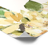 白エレガントフローラ葉ハッピーバースデーパーティー ポスター (角)