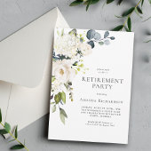 白エレガントフローラ退職パーティー 招待状