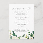 白エレガントフローラ週末イベント エンクロージャーカード (正面)