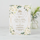 白エレガントフローラ金ゴールドミクインスキンセアニラ 招待状 (スタンド正面)