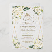 白エレガントフローラ金ゴールドミクインスキンセアニラ 招待状 (正面/裏面)