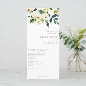 白エレガントフローラ金ゴールド文字結婚式 プログラム (スタンド正面)