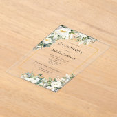 白エレガントフローラ金ゴールド縁どキンセアニラ アクリル招待状 (レイダウン)