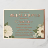 白エレガントフローラ開花ブライダルシャワーセージと 箔招待状 (正面)