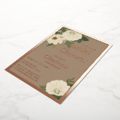 白エレガントフローラ開花ブライダルシャワー 箔招待状 (回転した状態)