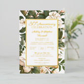 白エレガントフローラ30結婚周年 箔招待状 (立ち正面)