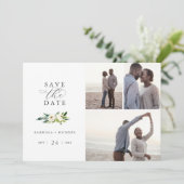 白エレガントフローラ3 Photo Collage日付の保存 セーブザデート (スタンド正面)