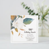 白エレガントフローラ90th誕生日パーティー 招待状 (スタンド正面)