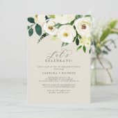 白エレガントフローラ |シャンパン祝 招待状 (スタンド正面)