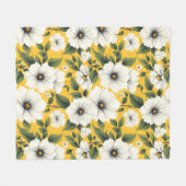 白エレガントフローラ フリースブランケット (正面(横))