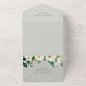白エレガントフローラ | Sage Mint Monogram 結婚's オールインワン招待状 (外側)