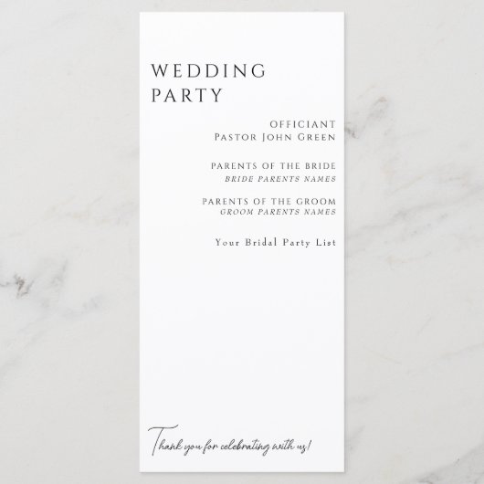 白エレガントフローラB/W結婚式 プログラム (裏面)