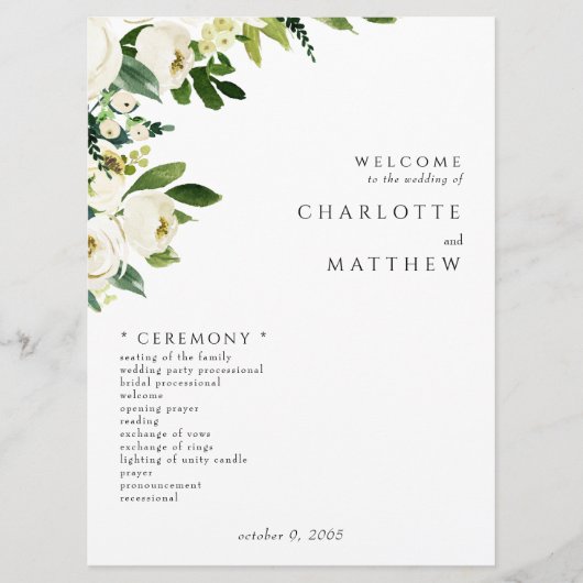 白エレガントフローラIII結婚式 プログラム (正面)